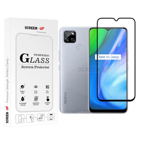 Image of ScreenUp Tempered Glass For Realme V3 - Ultra Clear, 9H Scratch Resistant, Full Coverage, Easy Install Screen Protector