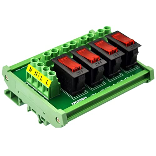 Rocker Switch Thermal Circuit Breaker Overload Protector 4 Channel Power Distribution Module Din Rail Mount #TOP1