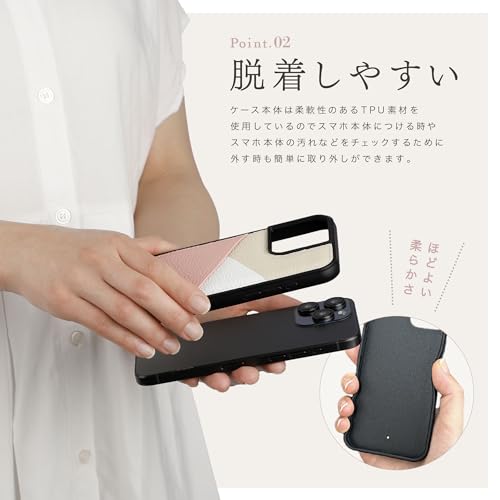 HANATORA for iPhone 16 ケース 本革 耐衝撃 スマホケース スマホ カードポケット パステルカラー シュリンクカーフレザー ギフト マグネットなし ブルーグレー PSP-16-BlueGray