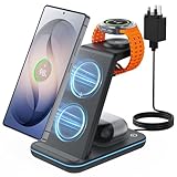 JoyGeek Wireless Charger for Samsung&Android: 3 in 1 Charging Station for S26/S25/S24/S23/S22/S21/S20/Note20/Z Fold&Flip, Galaxy Watch8/7/6/5/4/3/Active2/1, Buds 3 Pro