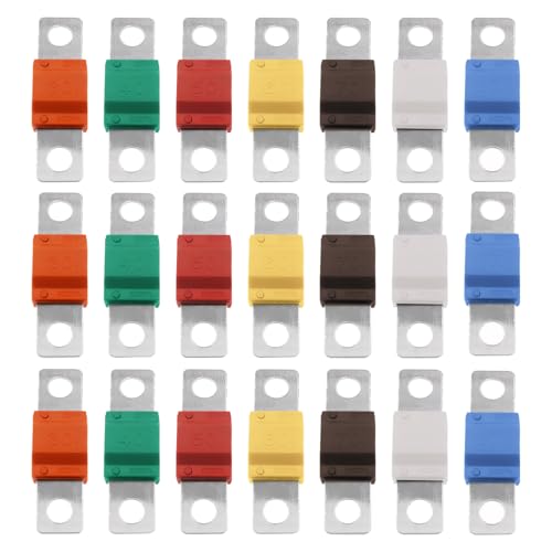 21 Pcs Fuses Set, 32V 30/40/50/60/70/80/100Amp, Compatible with Midi Fuse Holders, Automobile Fuses Bolt-on, High Current Fuse for Car Truck Marine Electric Hybrid Motor Or Audio Systems