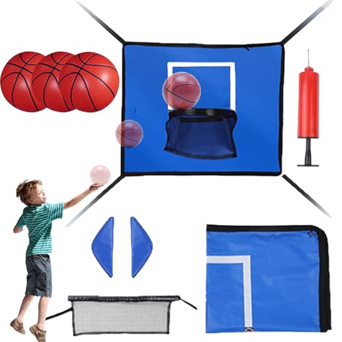 Krmoau Trampolín Canasta de baloncesto | Accesorios impermeables | Con 3 pelotas, canasta de baloncesto y accesorios para trampolín - Para niños, adolescentes, amantes, interiores, exteriores, jardín