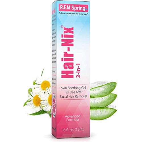 Hair Nix 2-in-1 Aloe Vera Gel Formula - Soothes, Moisturizes, and Repairs Irritated Skin after Facial Hair Removal. Natural Hair Regrowth Inhibitor, 0.5 fl oz.