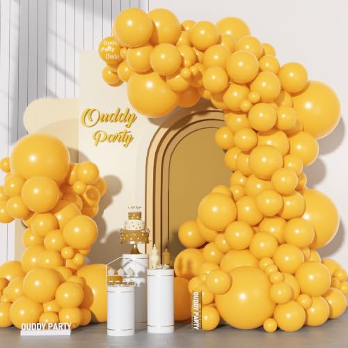Ouddy Party 129Pcs Mustard Balloons Different Sizes 18 12 10 5 Inch 6Pcs 18 Yellow Fall Balloon Arch Garland Kit Latex Balloon for Thanksgiving Sunflower Bridal Shower Birthday Party Decorations