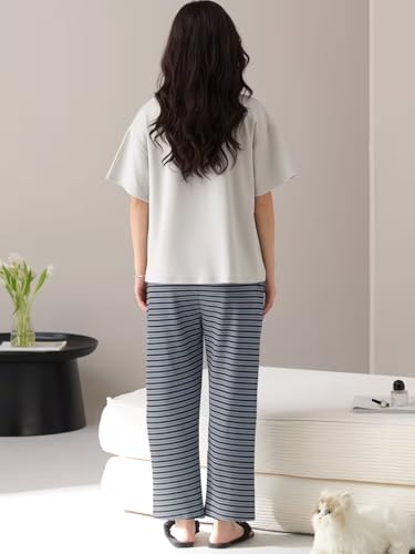 Image of Celary Korean Women's Pyjama Set|Half Sleeve T-Shirt & Printed Pyjama Set for Women|Size:- M to 4XL|Soft Cotton Blend Comfortable Night Suit for Women