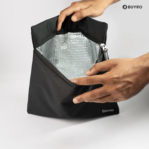 Image of Thermal Insulated Lunch Bag (2L, 4 Kg Capacity) for Kids, Men & Women | Aluminium Foil Inner Lining, Leakproof Tiffin Carry Bag | Keeps Food Hot & Cold for Office & School | Lunch Pouch (Black)