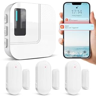 Door Chime,Sanjie WiFi Door Sensor Open Chime When Entering for Business/Home/Store/Office Alert Your Phone,Alarms for Kids Safety,500 FT Range,20 Ringtones ,3 Sensors 1 Receiver