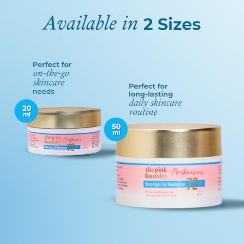 Image of The Pink Foundry Waterlight Gel Moisturiser with 72 hours of hydration with 1% Hyaluronic Acid & 1% Saccharide Isomerate | Lightweight & Non-Sticky Moisturiser | All Skin Types | Dermatologically Tested || For Men & Women | 50 ml