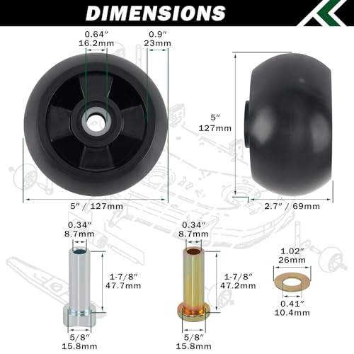image for CheeMuii 4 Pack Lawn Mower Deck Gauge Wheels Kit AM125172 Mower Deck W