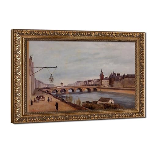 Impression sur toile Camille Corot Pont au Change cadre inclus 61x91cm