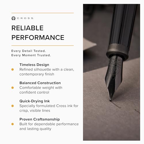 Image of Cross Century 2 Black micro knurl Fountain pen (fine) with matte black PVD trim in luxury gift box