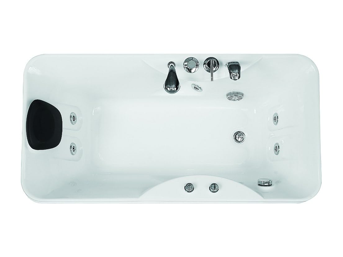 Vente-unique - Baignoire balnéo - 150 x 75 x 54,5 cm - Blanche - Angle droit - 1 place - 140 L - GAVINO