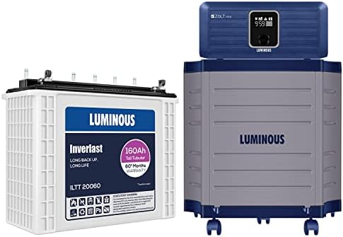 Luminous Inverter & Battery Combo (Icon 1100 Pure Sine Wave 900VA/12V ...
