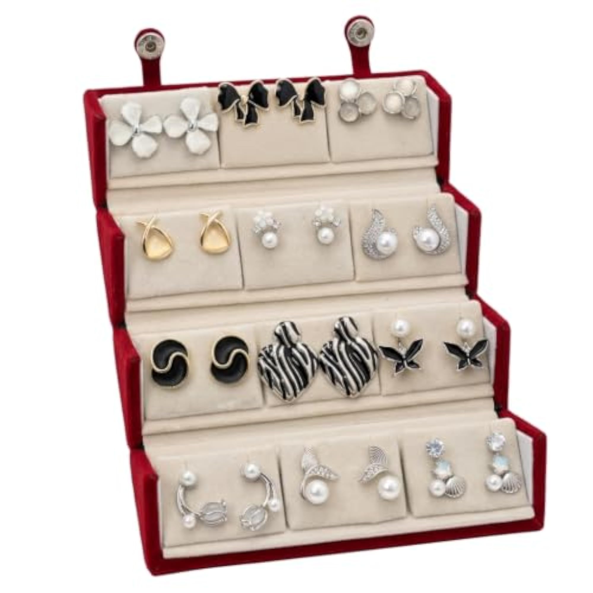 Premium 12 Pair Earrings Organizer Box with Assorted Fashion Earrings
