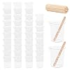 Belle Vous 80 Pak Doorzichtig Plastic Epoxy Resin Mix Maatbekers met Houten Stokjes – 50 ml Transparant Herbruikbare Beker Set – Voor Kunst, Hobby, Casting, Verf, Koken en DIY