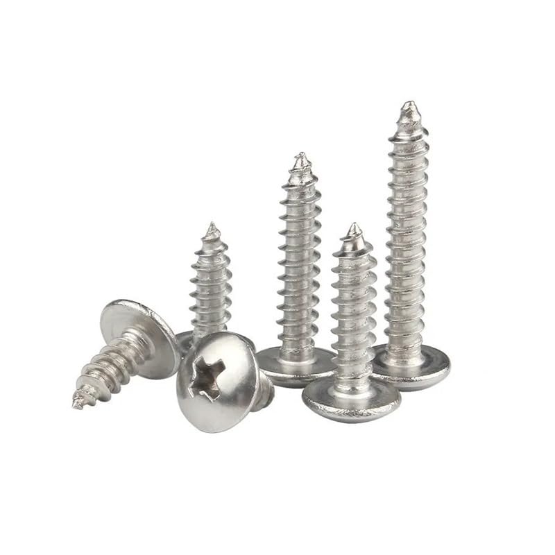 10-50 viti autofilettanti a croce M3 M4 M5 M6 in acciaio inox 304 Phillips a testa di ombrello a fungo per legno (45 mm, M6 x 10 pezzi)