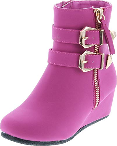 Link Peggy-90K Children Girl's Wedge Heel Double Straps High Top Ankle Booties