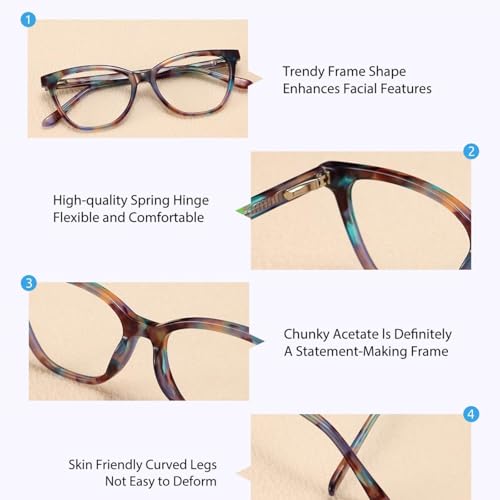 Image of Firmoo Blue Light Blocking Glasses,Cat Eye Vintage Reading Eyeglasses (Tortoise Shell, 1.00x Bluelight Blockers)