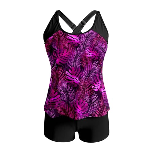 Tankini floral 2 pièces avec bas taille haute pour la plage - 3