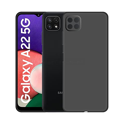 Image of Case Creation Liquid TPU Silicone Cover for Samsung A22 5G Soft Case,Anti-Dirty Slim Case Frosted Matte Cute Candy TPU Raised Bezel (Splash of Color) Back Case Cover for Samsung Galaxy A22 5G -Black