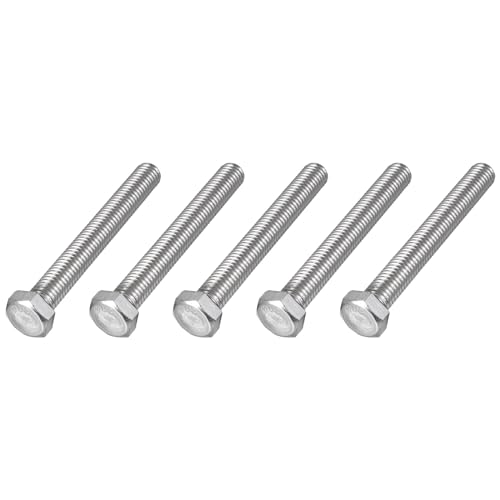 METALLIXITY Hex Head Bolts (1/2-13 x 4) 5Pcs, 304 Stainless Steel 18-8, Fully Threaded, External Hex Drive, Plain Finish, Hex Head Screw Bolt, Silver