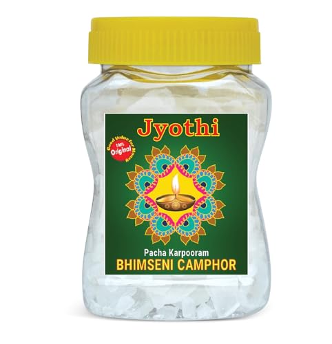 Image of Jyothi Bhimseni Camphor - 100 Gram / 100% Organic Natural Pacha Karpooram for Pooja, Aarti & Meditation, Original Kapoor Crystals for Diffuser & Natural Air Purifier