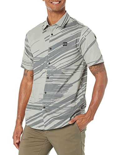 Oakley Tempo Short Sleeve Woven, Action Ellipse Gray, Medium #TOP24