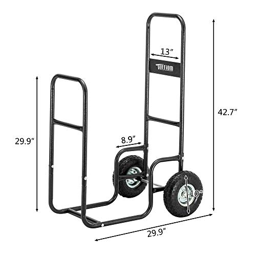 Rovsun Firewood Cart Wood Hauler Fireplace Log Carrier Mover thumb #1