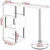 Tavolo Da Bar WOLTU 113x40x105 Cm - Con Portabottiglie, 3 Ripiani - Bianco, MDF E Metallo - Foto 6