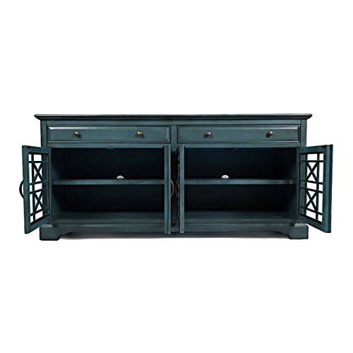 Benzara BM183992 Spacious Wooden 70\" Media Unit, Blue