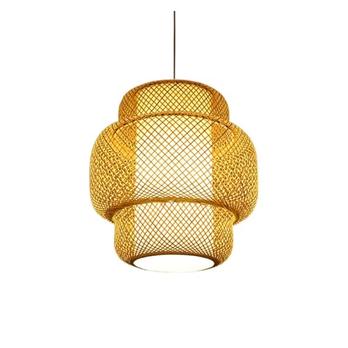 Lustre art design en osier double épaisseur géométrique 38cm