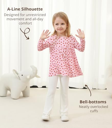 Image of Toddler Girls' Clothes-Viscose from Bamboo, Long Sleeve Ruffle Top with Pant Sets for Kids 2Pcs Fall Outfits 2T-6Y