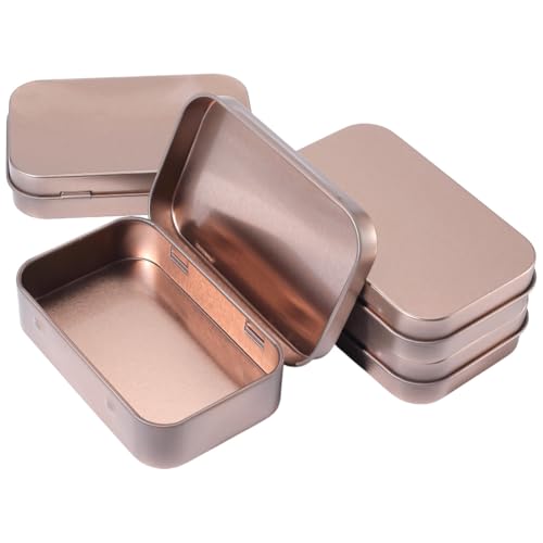 Image of 4 Pack 4 x 2.5 x 0.9In Metal Hinged Tin Box Rectangular Empty Hinged Tins Rose Gold Small Mini Iron Lid Storage Portable Organizer Containers for Tea Drawing Pin Candies Jewelry Crafts