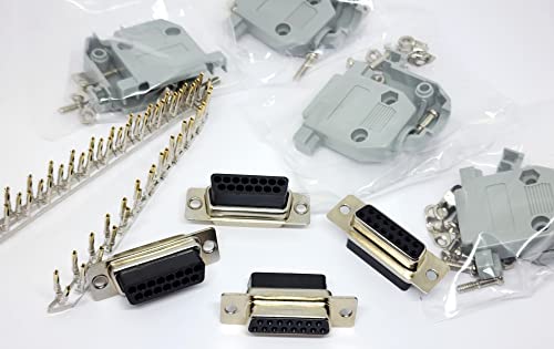 Kit 4 Sets Conector DB15 Hembra Crimp con Capuchas y Pines miniatura 1