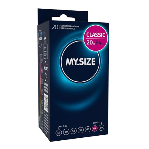 MY.SIZE Classic Condones talla 6 I Ancho 64 mm I Paquete 20 unidades I Preservativos premium extra delgados I Condones ultra sensibles y delicados I Grosor 0,07 mm I Condones veganos