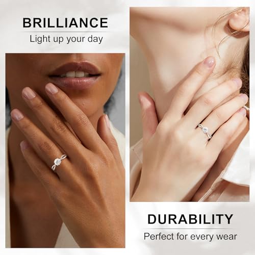 Moissanite Engagement Promise Rings for Women 1CT Women's Wedding Rings Promise Ring for Her, D Color VVS1 Clarity 925 Sterling Silver Band with 18K Gold Plated, with Ring Box & Card3