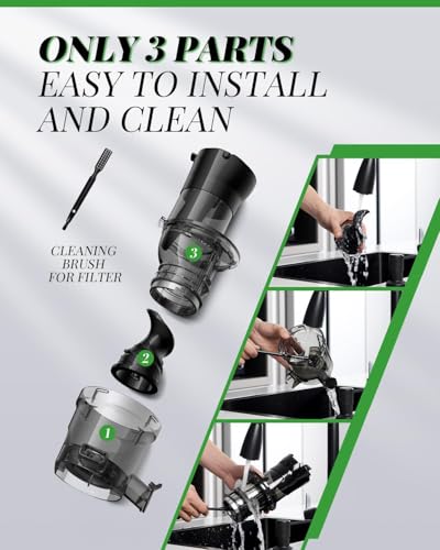 GDOR Entsafter Slow Juicer mit 90mm Extra Großem Einfüllschacht für Ganze Früchte und Gemüse, leicht zu Reinigen Entsafter Gemüse und Obst, Hohe Saftausbeute Juicer Machine, BPA-frei, 200W, Bürste – Bild 6