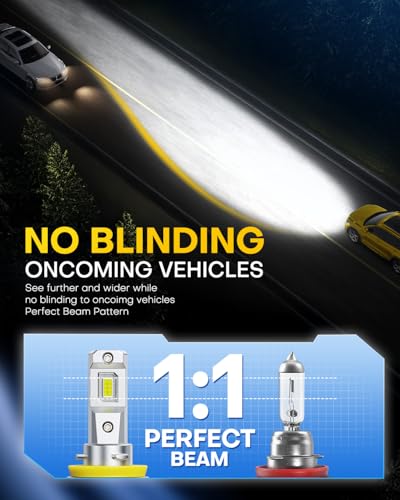 Image of AUXITO 9005 H11 LED Light Bulbs HB3 H8 H9 Bulbs, 100000LM Ultra-Bright, Plug N Play, Long Lifespan, No Flicker, 99% Compatibility, 4PCS