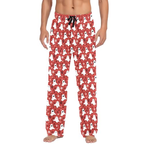 Mens Cotton Pajama Pants Sleep Lounge Pj Bottoms Sleepwear with Pockets Drawstring S Ghost2