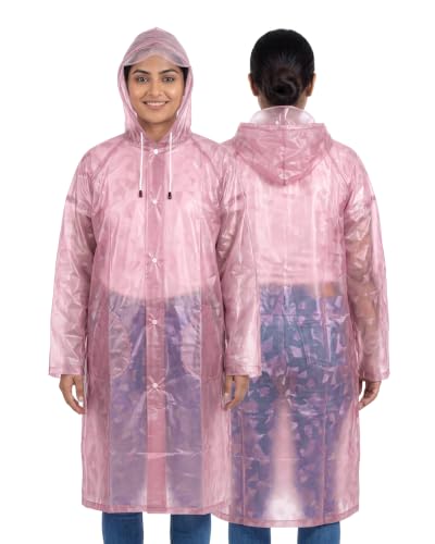 Image of Destinio Poncho for Men, Poncho for Women-Thick Waterproof PVC, Rain Coat, Reusable - Transparent Pocket Raincoat with Hood, Full Cover for Bag in Travel, Trekking, Bike Riders