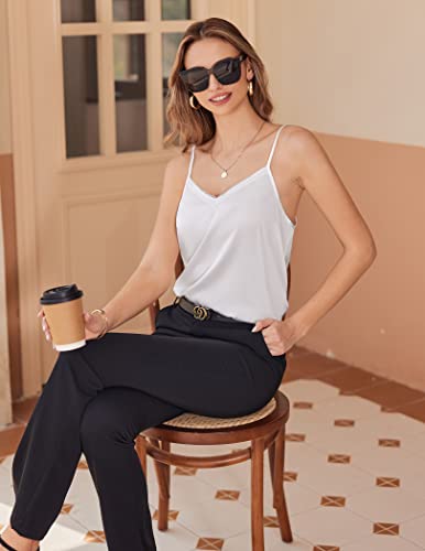 Ekouaer Women's Lace Silk Satin Pajama Tank Tops V Neck Camisole Soft Spaghetti Strap Tops Loose Sleepwear S-3XL2