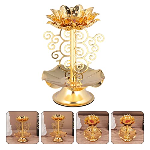 Healifty 2Pcs Tea Desktop Making Container Supplies Wedding Oil Inch Religious Faith Holder Light Buddha Buddhist Party Windproof Candlesticks Can Stand Votive Tealight Worship Candle #TOP2