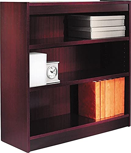Alera Bcs33636My Square Corner Wood Veneer Bookcase, Three-Shelf, 35-5/8 X 11-3/4 X 36, Mahogany #TOP1