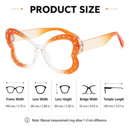 Image of Butterfly Shape Glasses for Women Retro Clear Flat Lens