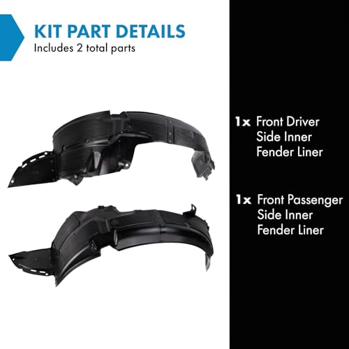 Image of TRQ Front Driver and Passenger Side Inner Fender Liner Set Compatible with 2014-2017 Hyundai Accent 2013 Accent GS SE From 6-10-13 Production Date