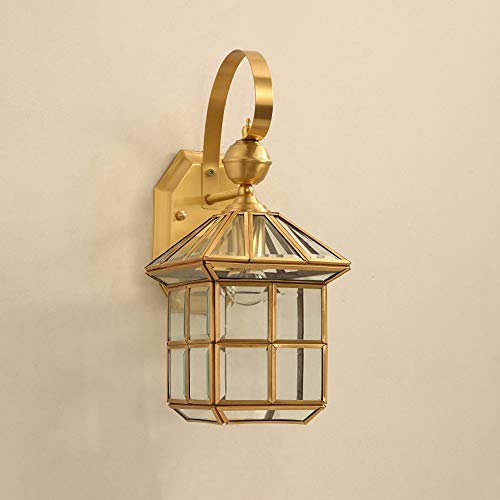 Applique extérieure étanche E27 en cuivre rétro et verre industriel