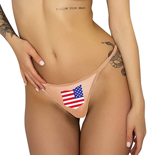 4th of July G-String Thongs for Women USA Flag Stretch Straps Sexy T-Back Panties Naughty Sex Low Waisted String G-Strings