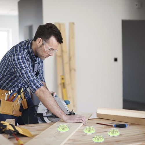 BOBOZHONG Runde Wasserwaage Messgerät, 4 Stück Dosenlibelle 32 mm Durchmesser, Mini, Libelle, Wohnmobil, Wohnwagen, Pirit Level, Weiß, Gelb