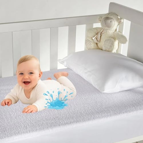Protector Cuna 60x120 cm Impermeable y Transpirable con Certificación Oeko Tex, Protector Colchón Cuna 60 x 120 x 15 cm Hipoalergénico, Silencioso, Anti acaros y Chinches.