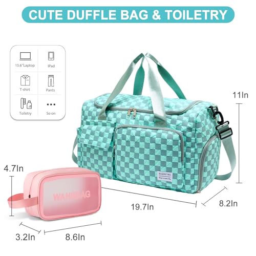 Image of Small Gym Bag for Women, Travel Duffle Bag Carry On Weekender Bag with Shoe Compartment